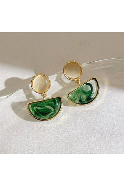 Girift Vintage Blade Yeşil Zarif Küpe