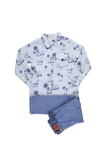 MİMBOKİDS Mimbo Kids Băiat 2-5 ani Cămașă Sport Pantaloni Set 2 buc