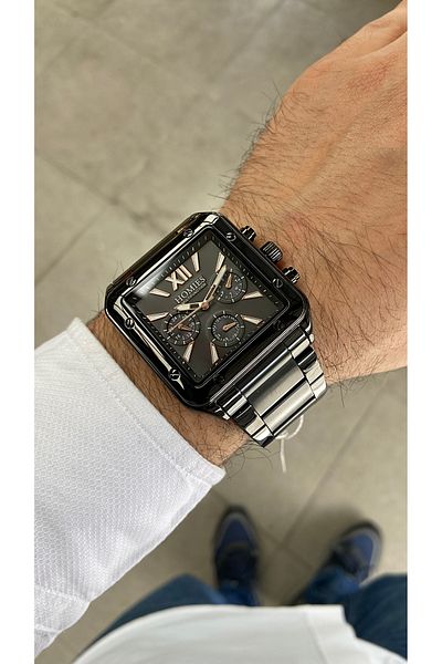 Homies MEN'S WRISTWATCH OCTANGULAR CASE STEEL CORD WORKS ALL FUNCTIONS WITH BRACELET GIFT