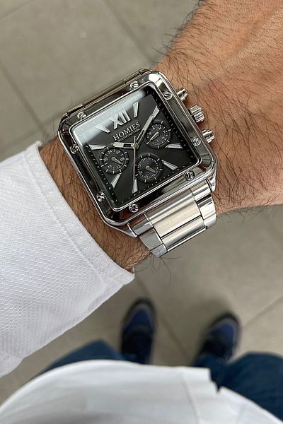 Homies MEN'S WRISTWATCH OCTANGULAR CASE STEEL CORD WORKS ALL FUNCTIONS WITH BRACELET GIFT