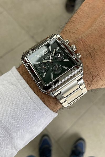 Homies MEN'S WRISTWATCH OCTANGULAR CASE STEEL CORD WORKS ALL FUNCTIONS WITH BRACELET GIFT