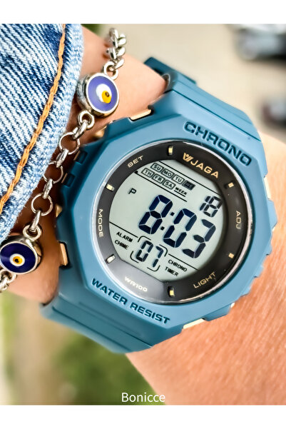 Jaga Glass Core Silicone Cord, Waterproof, (SUITABLE FOR POOL, SEA USE) Digital Sports Wristwatch