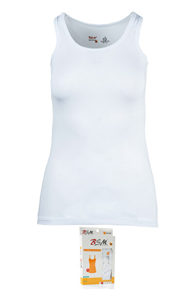 BSM Women's Modal White Thick Strap Long Tank Top 45603