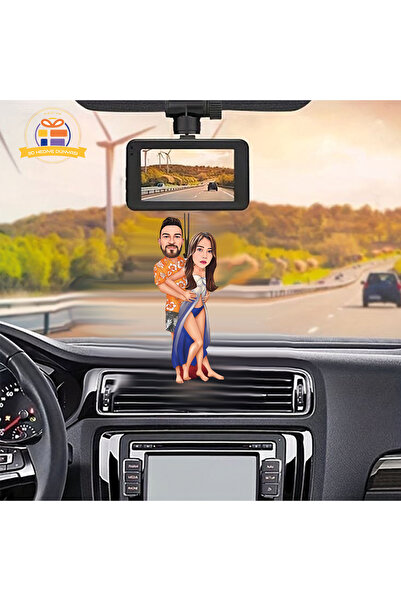 3D Hediye Dünyası Tatile çıkan sevgili karikatürü Araba Dikiz ayna süsü