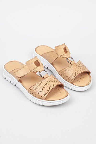 Adım Adım Γυναικείες Παντόφλες Ορθοπεδικές Μπεζ από Γνήσιο Δέρμα