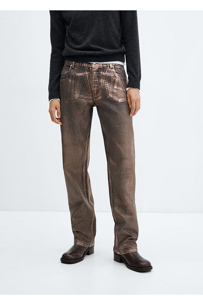 MANGO Woman Foiled Straight Jeans