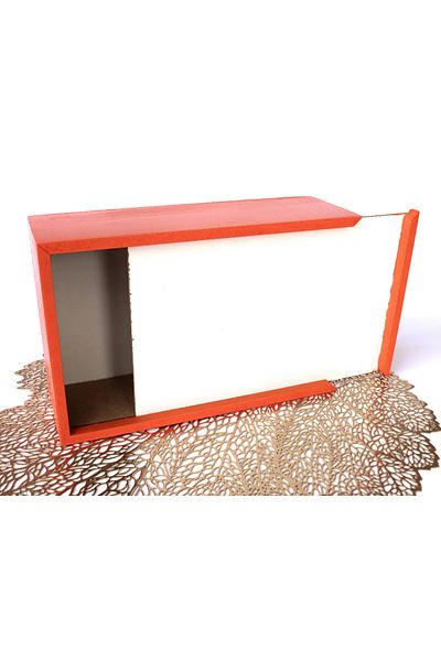 Fun Life Handmade Wooden Handkerchief Box Decorated with Seashells - Orange
