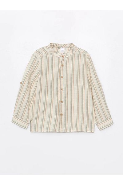 LC Waikiki Prevailing Collar Long Sleeve Striped Baby Boy Shirt and Pants 2-Piece