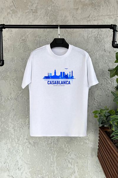 Massgai Μπλουζάκι Unisex Design Casablanca με στάμπα Oversize κοντό μανίκι 100% βαμβάκι