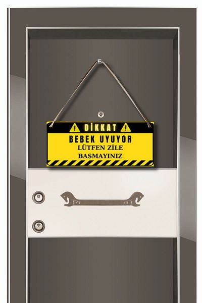 Nod Please Do Not Ring The Bell Baby Sleeping, Home Door Front Warning Ornament, Wooden Warning Sign, Warning Sign