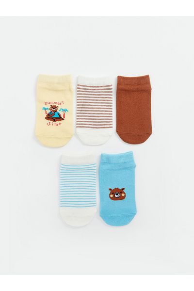 LC Waikiki Set of 5 Printed Booties Socks for Baby Boy