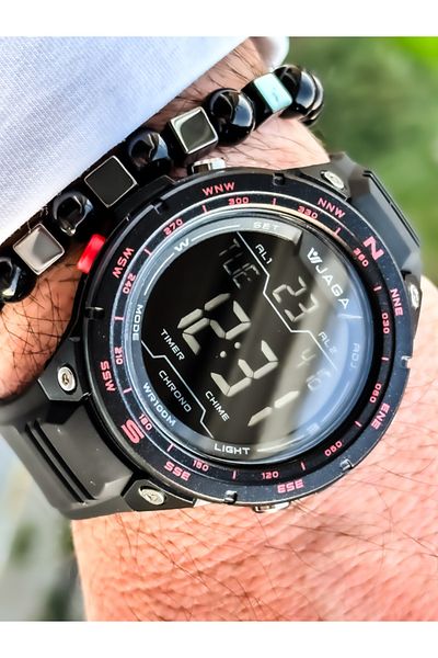 Jaga Black Digital Men's Wristwatch with Waterproof Stopwatch