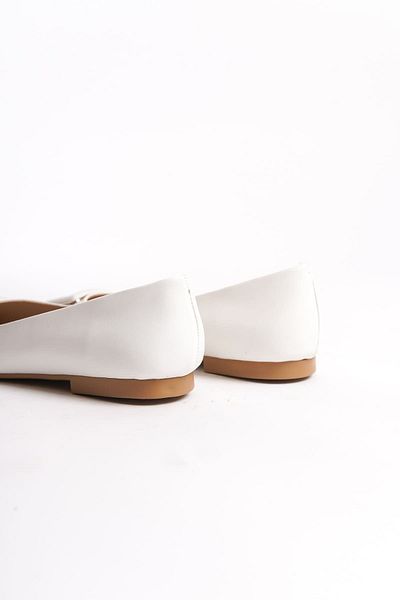 Joy Woman SOPHIE Laceless Orthopedic Comfortable Sole Buckle Detailed Women's Ballet Shoes KT White