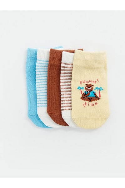 LC Waikiki Set of 5 Printed Booties Socks for Baby Boy