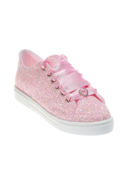 Ayakkabı Tutkusu Stilo ® Pink Sparkle Satin Lace-Up Women's Sports Shoes Suitable for Daily Use