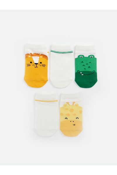 LC Waikiki Set of 5 Printed Booties Socks for Baby Boy