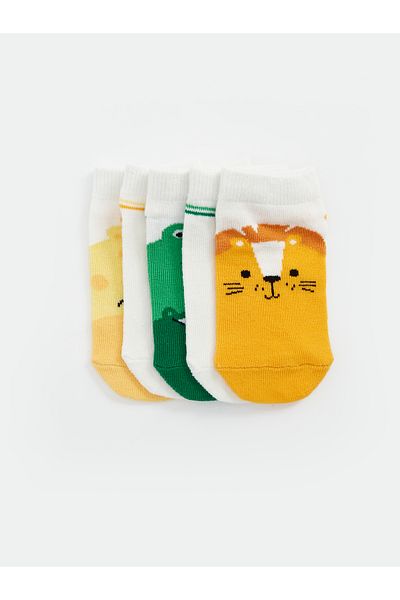 LC Waikiki Set of 5 Printed Booties Socks for Baby Boy