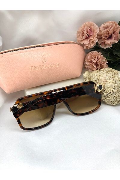 Di Caprio Rudni Gold Detailed Leopard Women's Sunglasses