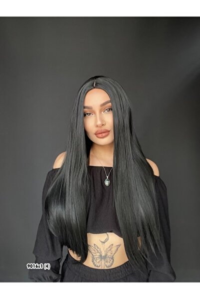 Suzan Peruk Düz uzun Perçemsiz Cilt görünümlü  Medikal  özel peruk Siyah