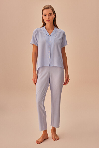 SUWEN Set de pijamale cu dungi masculine