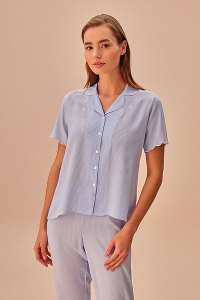 SUWEN Set de pijamale cu dungi masculine