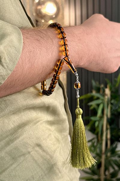 dergah tesbih Wrist Length Special Fringe Tassel Squeezing Amber