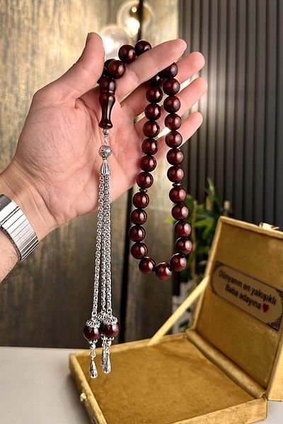 dergah tesbih Şahin Ağğa Series Squeezed Amber Silver Prayer Beads