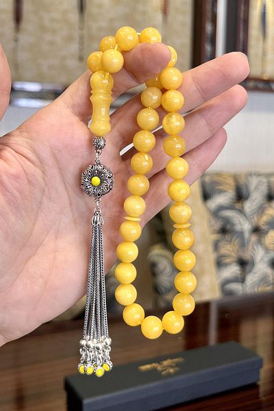 dergah tesbih Kaliningrad Special Series - Damla Amber Silver Design