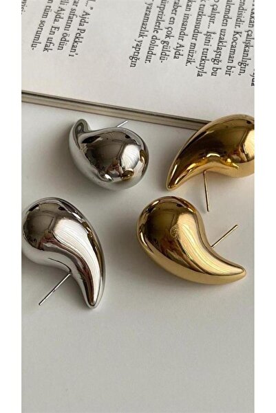 designforqueen Bottega Model Gold Steel Earrings