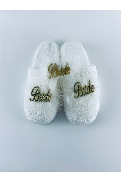 CT MODA مجموعة النعال تاج الأمومة فروي العروس البيضاء