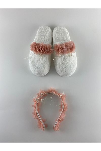 CT MODA Floral Stoned Maternity Crown Slippers Set