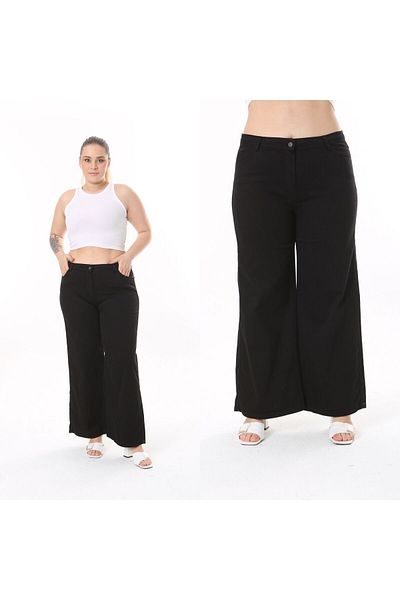 SERRA BÜYÜK BEDEN Wide Leg Gabardine Trousers