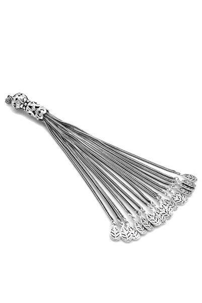 Tesbihane Buğday Tasarım 16lı Uzun Kamçı 925 Ayar Gümüş Püskül