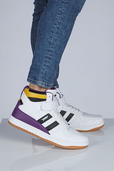 Jump 28504 High Top Λευκό - Μαύρο Ανδρικό Sneaker Casual Sneakers