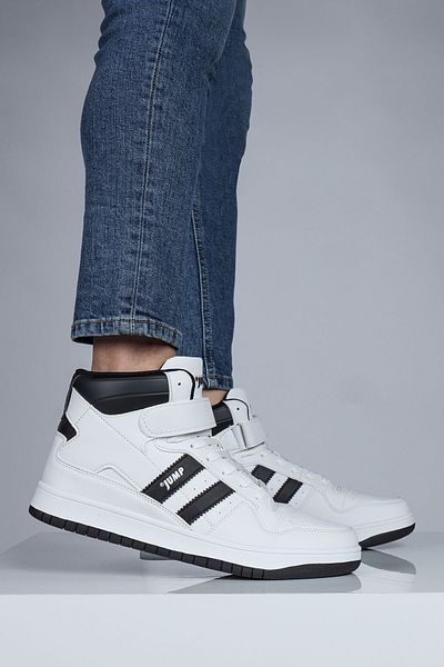 Jump 28504 High Top Λευκό - Μαύρο Ανδρικό Sneaker Casual Sneakers