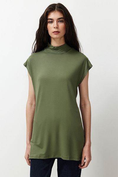 Trendyol Modest Ärmellose Tunika mit Stehkragen, 2er-Pack – Futter aus Braun und Khaki TCTSS21UK0033