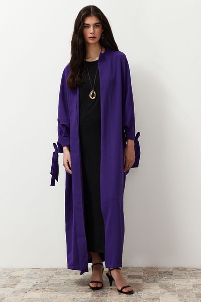 Trendyol Modest Μωβ Άνετη Εφαρμογή Υφαντό Aerobin Long Cap & Ferace & Abaya TCTSS24KK00005