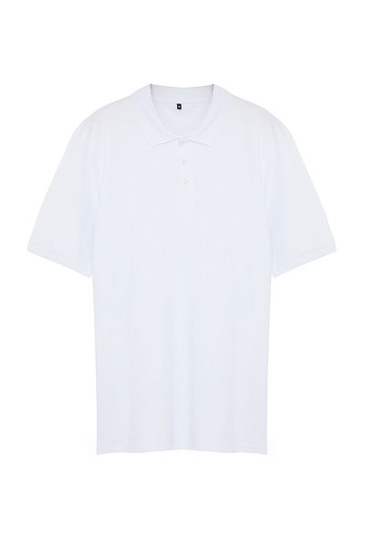 Trendyol Collection Basic fehér póló nyakú póló - 100% pamut, normál szabású TMNSS24BF00000