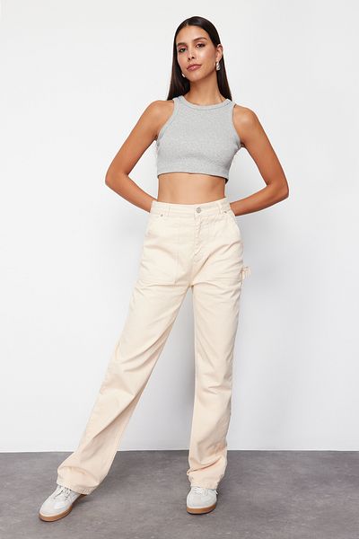Trendyol Collection Beige High Waist 90's Wide Leg Jeans TWOAW22JE0664