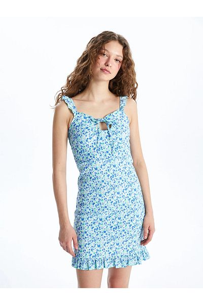 LC Waikiki XSIDE Rochie de damă cu bretele cu imprimeu cu decolteu legat