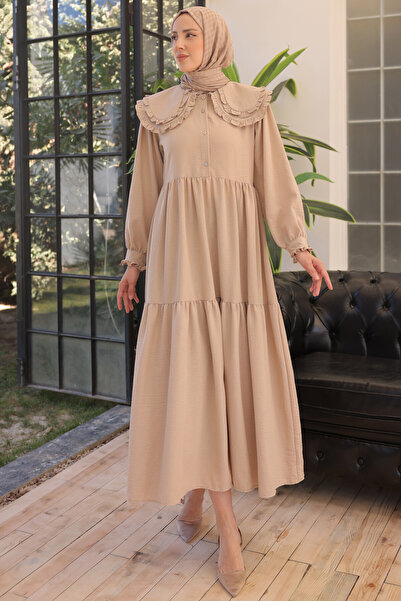 benguen 2079 Sukienka z kołnierzykiem dla niemowląt taupe