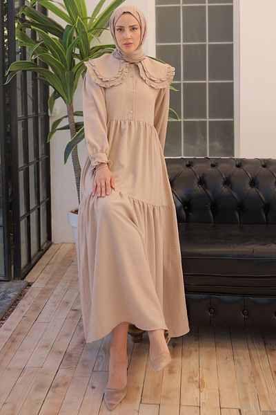 benguen 2079 Baby Collar Dress Mink