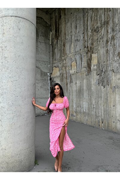 Ekim Store Gathered Patterned Draped Strap Dress