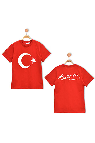 Dijitex Ay Yıldız Türk Bayraklı Kırmızı Tişört ( Kız / Erkek )