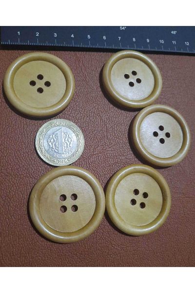 Beyna NATURAL WOODEN BOARD 4 CM BUTTON 1 PACKAGE 8 PIECES