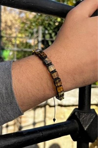 dergah tesbih Drop Amber Macroma Knitted Bracelet