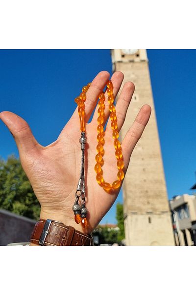 dergah tesbih تصميم Kazaz الفضي الجديد - العنبر المضغوط للنار