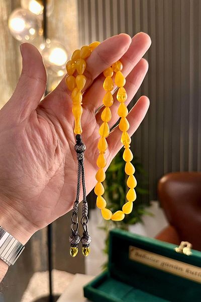 dergah tesbih Water Drop Squeezing Amber Kazaz Tasseled Rosary