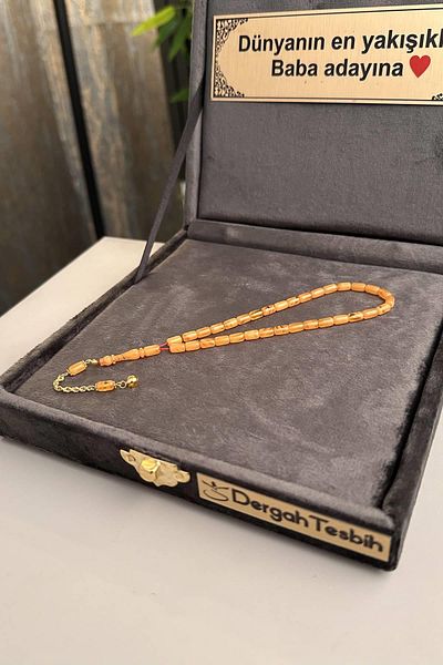 dergah tesbih 14 Carat Gold Tasseled Moire Wrist Length Clamping Amber
