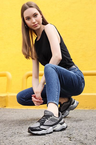 Jump 29903 Μαύρο - Γκρι Γυναικείο Sneaker Casual Sneakers